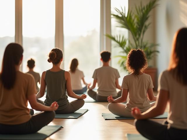 편안한 환경에서 함께 명상하는 그룹